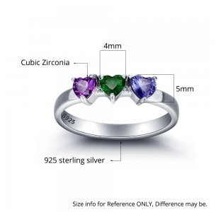 Birthstone Ring, Sterling Silver Personalized Engravable Ring JEWJORI101998